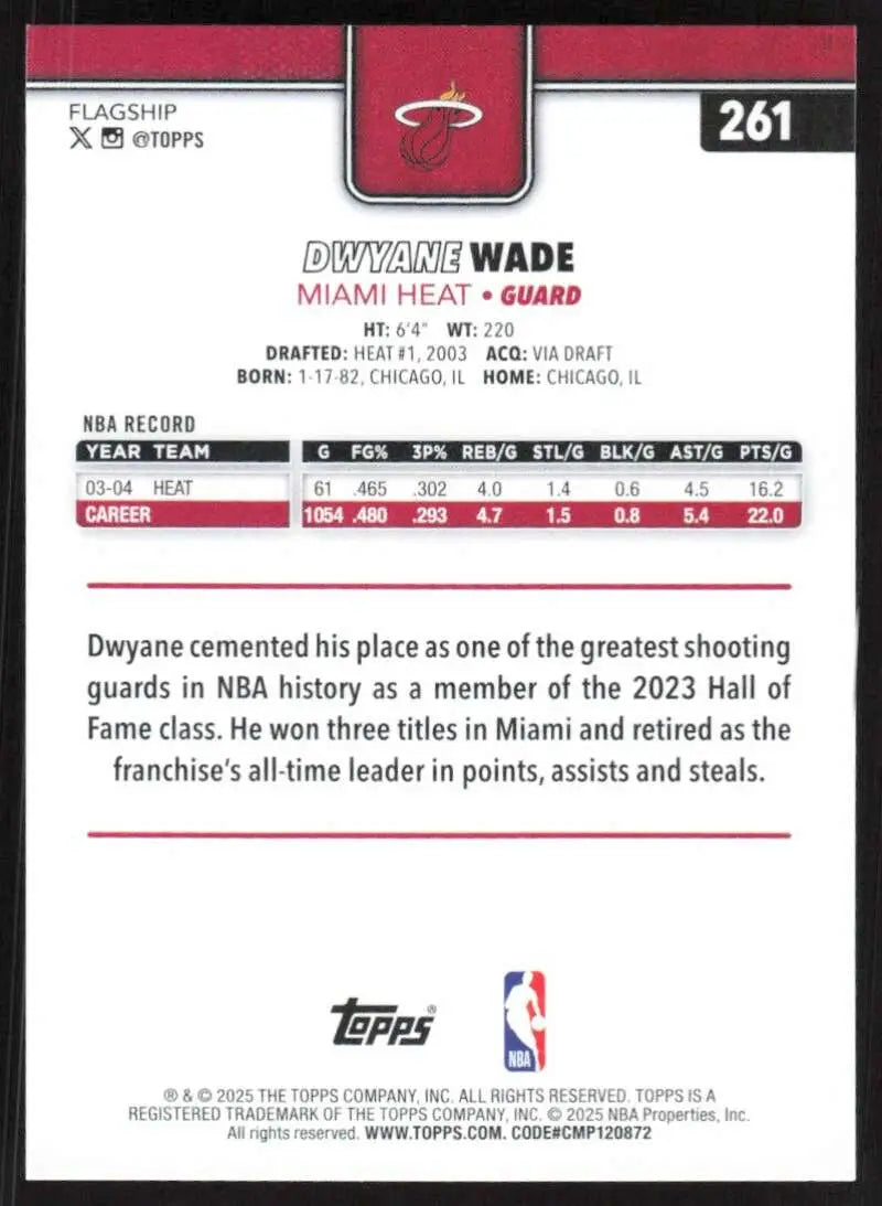 2025-26 Topps #261 Dwyane Wade NM-MT Miami Heat Basketball Card - Basketball Card Single