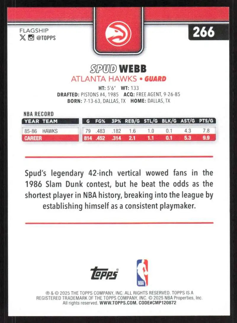 2025-26 Topps #266 Spud Webb NM-MT Atlanta Hawks Basketball Card - Basketball Card Single