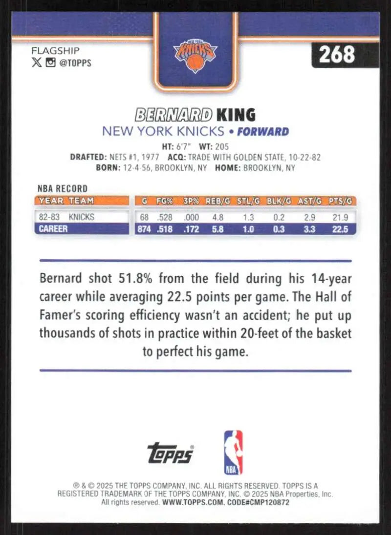2025-26 Topps #268 Bernard King NM-MT New York Knicks Basketball Card - Basketball Card Single