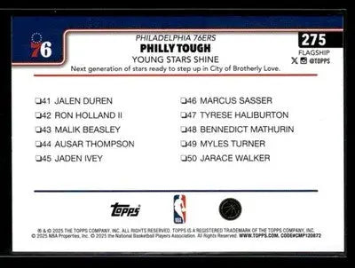 2025-26 Topps #275 Philly Tough: Young Stars Shine - Basketball Card Single
