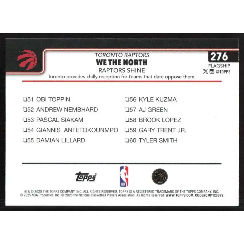 2025-26 Topps #276 RJ Barrett NM-MT Toronto Raptors Basketball Card - Basketball Card Single