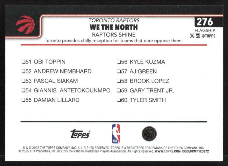2025-26 Topps #276 RJ Barrett NM-MT Toronto Raptors Basketball Card - Basketball Card Single