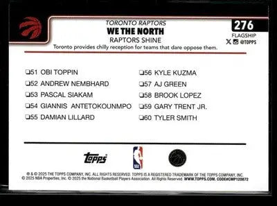 2025-26 Topps #276 We The North: Raptors Shine - Basketball Card Single