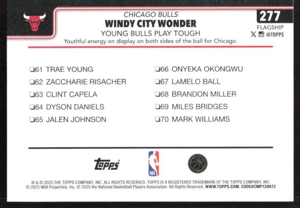 2025-26 Topps #277 Josh Giddey NM-MT Chicago Bulls Basketball Card - Basketball Card Single