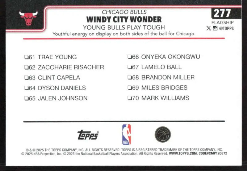 2025-26 Topps #277 Josh Giddey NM-MT Chicago Bulls Basketball Card - Basketball Card Single