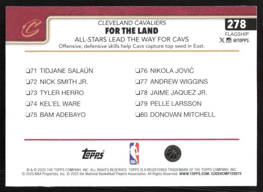 2025-26 Topps #278 Donovan Mitchell NM-MT Cleveland Cavaliers Basketball Card - Basketball Card Single