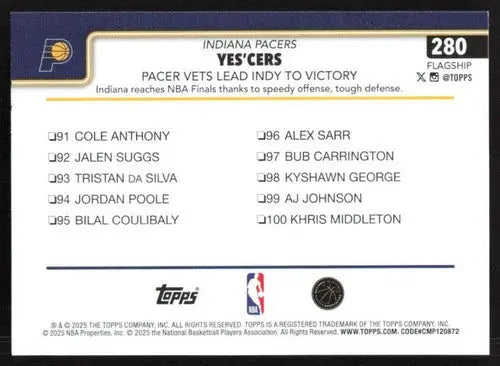 2025-26 Topps #280 Tyrese Haliburton NM-MT Pacers ID:80851 - Basketball Card Single