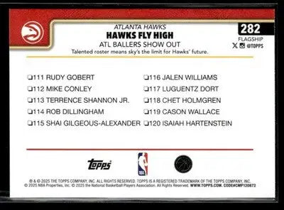 2025-26 Topps #282 Hawks Fly High: ATL Ballers Show Out Base - Basketball Card Single