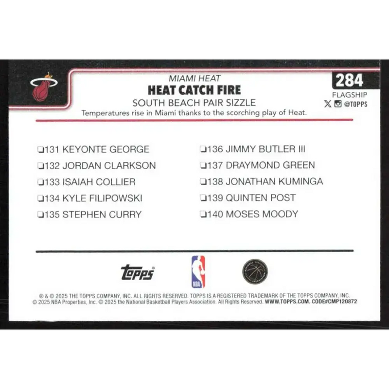 2025-26 Topps #284 Tyler Herro NM-MT Miami Heat Basketball Card - Basketball Card Single