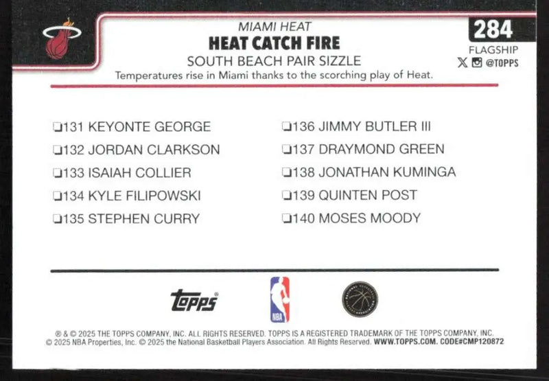 2025-26 Topps #284 Tyler Herro NM-MT Miami Heat Basketball Card - Basketball Card Single