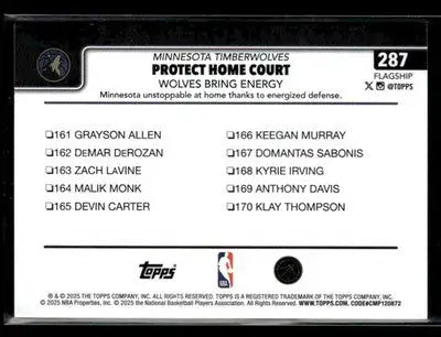 2025-26 Topps #287 Protect Home Court: Wolves Bring Energy - Basketball Card Single
