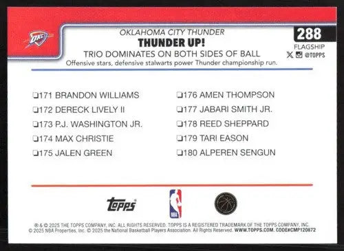 2025-26 Topps #288 Shai Gilgeous-Alexander NM-MT Thunder ID:80852 - Basketball Card Single