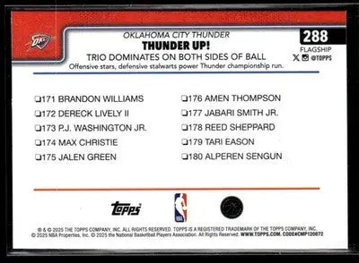 2025-26 Topps #288 Thunder Up!: Trio Dominates On Both Sides Of Ball - Basketball Card Single