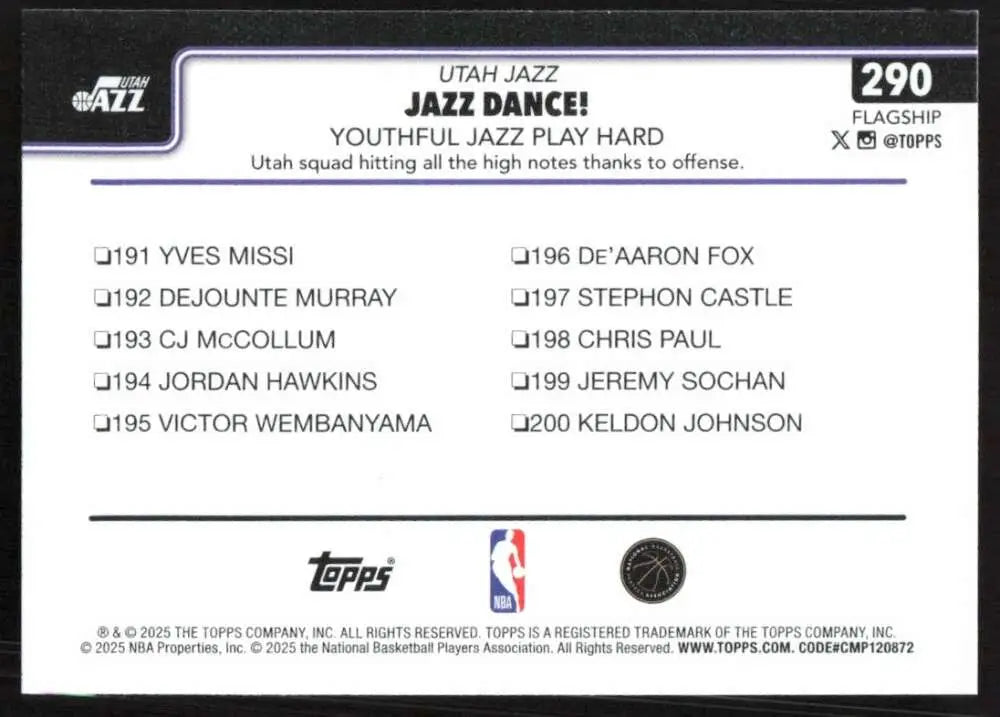2025-26 Topps #290 Kyle Filipowski NM-MT Utah Jazz Basketball Card - Basketball Card Single