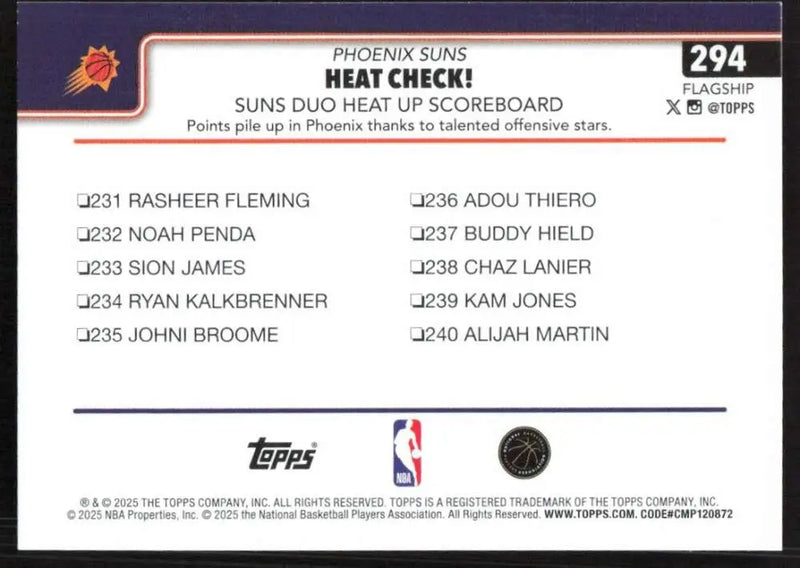 2025-26 Topps #294 Devin Booker NM-MT Phoenix Suns Basketball Card - Basketball Card Single