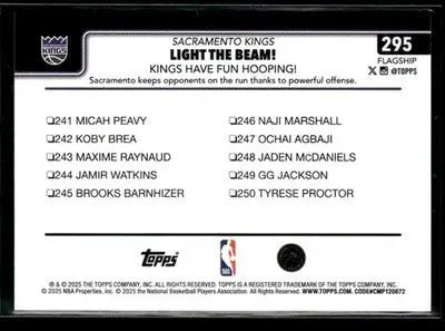2025-26 Topps #295 Light The Beam!: Kings Have Fun Hooping! - Basketball Card Single
