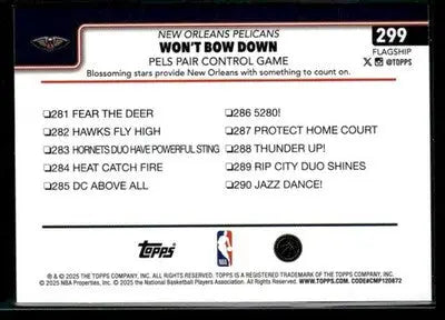 2025-26 Topps #299 Won’t Bow Down: Pels Pair Control Game - Basketball Card Single