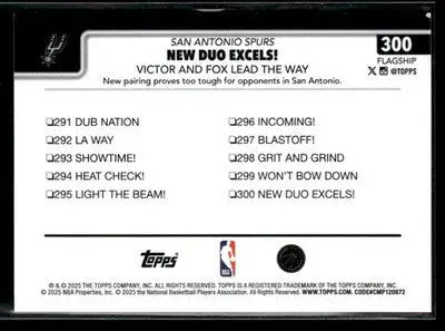 2025-26 Topps #300 New Duo Excels!: Victor and Fox Lead The Way - Basketball Card Single