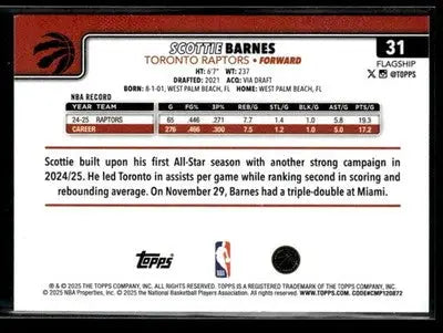 2025-26 Topps #31 Scottie Barnes - Basketball Card Single