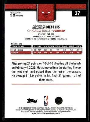2025-26 Topps #37 Matas Buzelis