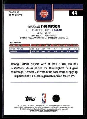 2025-26 Topps #44 Ausar Thompson - Basketball Card Single