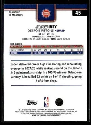 2025-26 Topps #45 Jaden Ivey - Basketball Card Single