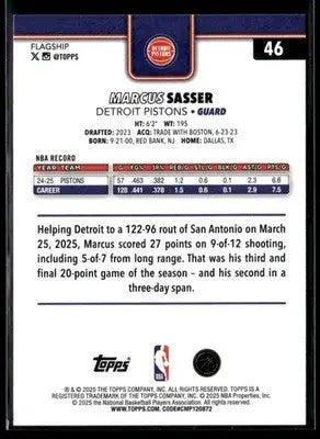 2025-26 Topps #46 Marcus Sasser - Basketball Card Single