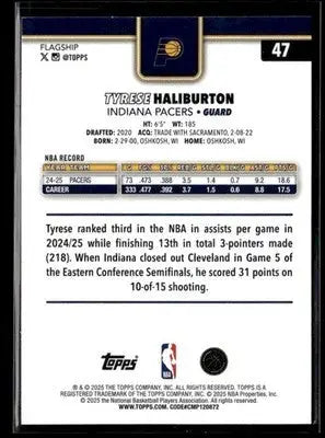 2025-26 Topps #47 Tyrese Haliburton - Basketball Card Single