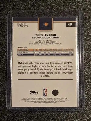 2025-26 Topps #49 Myles Turner Holo Foil - Basketball Card Single