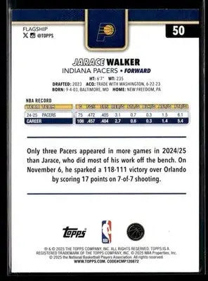 2025-26 Topps #50 Jarace Walker - Basketball Card Single