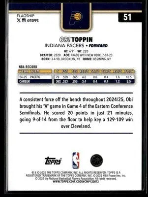 2025-26 Topps #51 Obi Toppin - Basketball Card Single