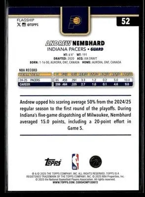 2025-26 Topps #52 Andrew Nembhard - Basketball Card Single