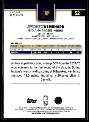 2025-26 Topps #52 Andrew Nembhard - Basketball Card Single