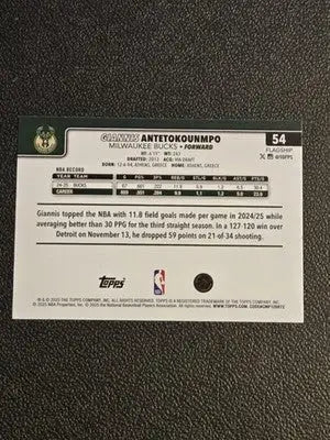 2025-26 Topps #54 Giannis Antetokounmpo - Basketball Card Single