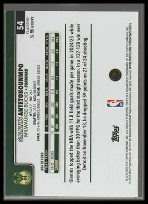 2025-26 Topps #54 Giannis Antetokounmpo Holo Foil Bucks
