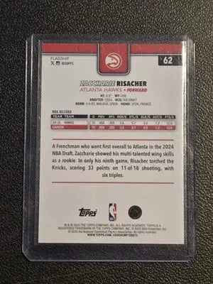 2025-26 Topps #62 Zaccharie Risacher Gold #/2025 - Basketball Card Single