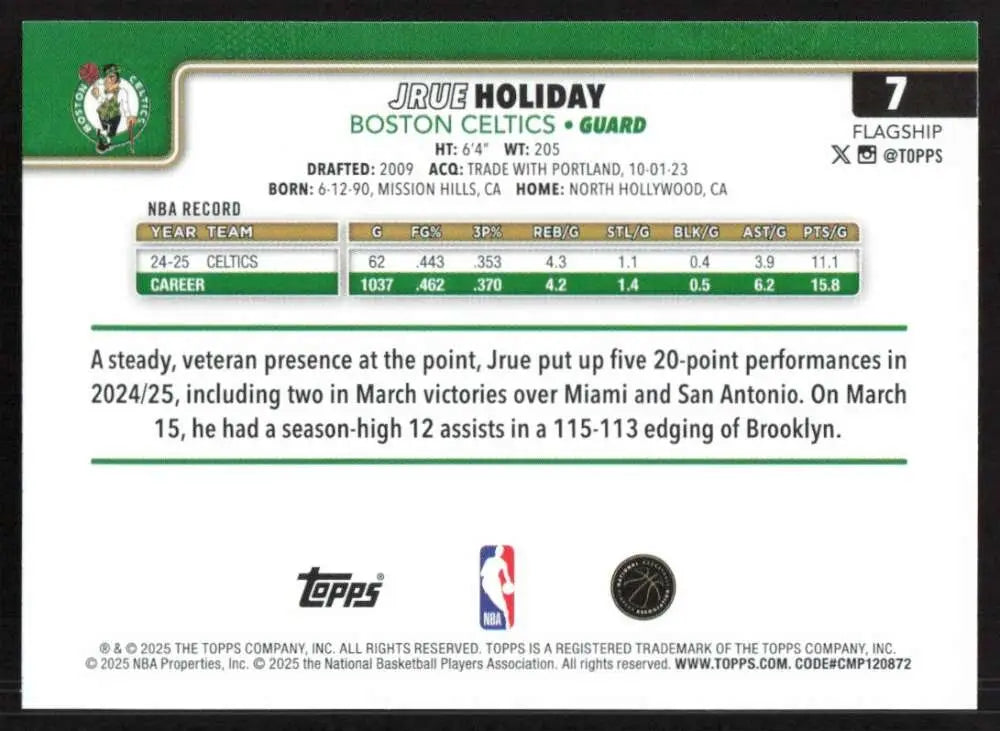 2025-26 Topps #7 Jrue Holiday NM-MT Boston Celtics Basketball Card - Basketball Card Single