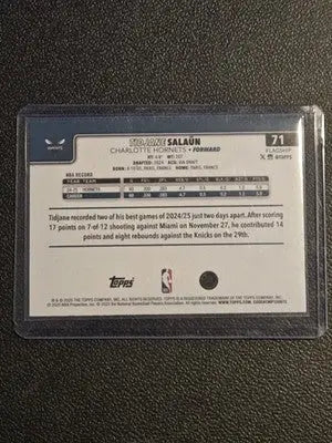 2025-26 Topps #71 Tidjane Salaün Gold #/2025 - Basketball Card Single