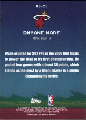 2025-26 Topps 8-Bit Ballers #8B-23 Dwyane Wade NM-MT Heat ID:80780 - Basketball Card Single