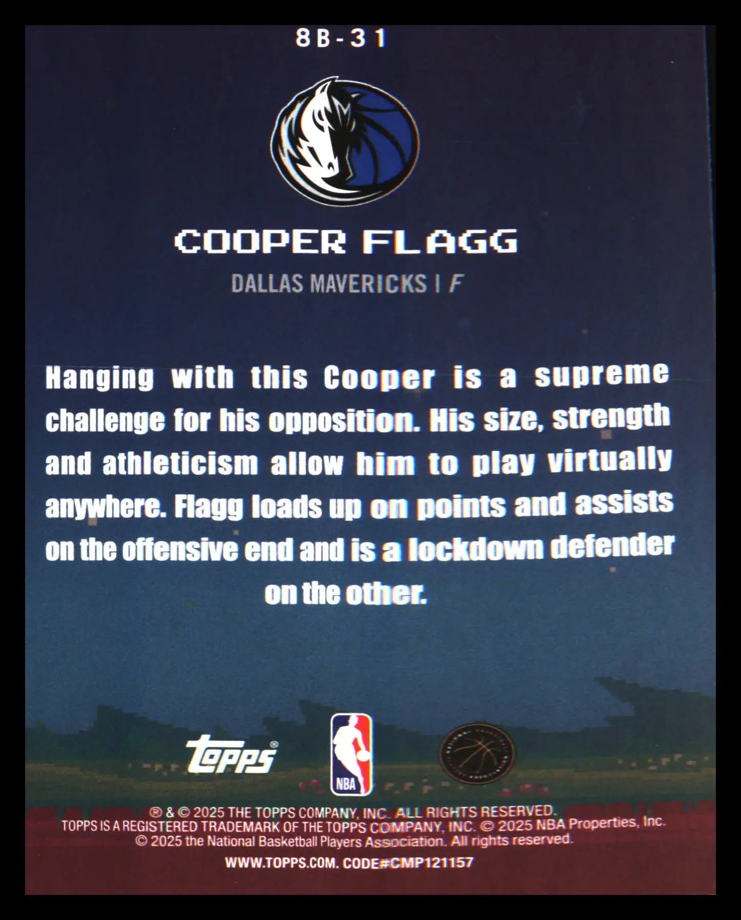 2025-26 Topps 8-Bit Ballers #8B-31 Cooper Flagg - Basketball Card Single