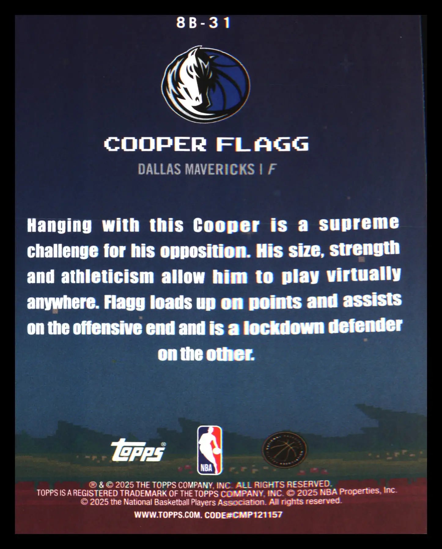 2025-26 Topps 8-Bit Ballers #8B-31 Cooper Flagg - Basketball Card Single