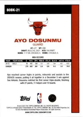 2025-26 Topps #80BK-21 Ayo Dosunmu 1980-81 Topps Basketball - Basketball Card Single