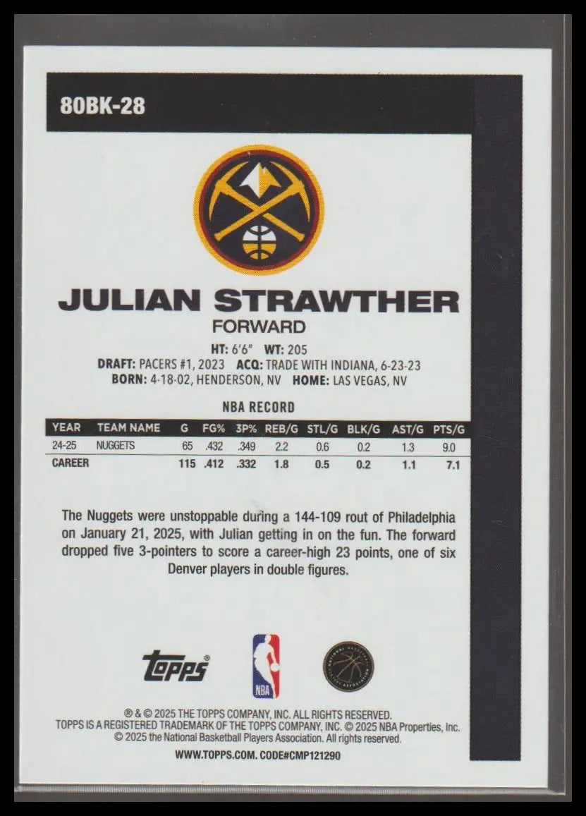 2025-26 Topps #80BK-50 Jarred Vanderbilt 1980-81 Topps Basketball - Basketball Card Single