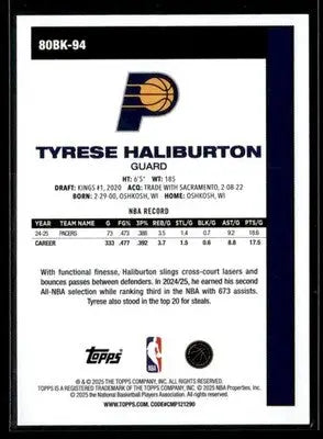 2025-26 Topps #80BK-94 Tyrese Haliburton 1980-81 Topps Basketball - Basketball Card Single