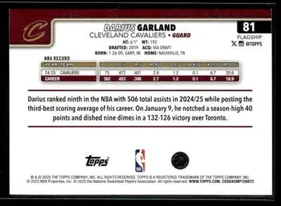 2025-26 Topps #81 Darius Garland Base Cleveland Cavaliers - Basketball Card Single