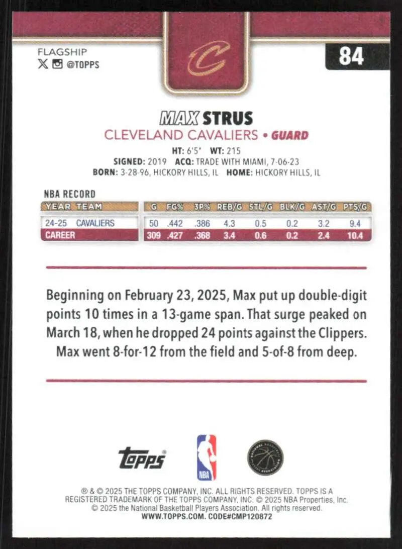 2025-26 Topps #84 Max Strus NM-MT Cleveland Cavaliers Basketball Card - Basketball Card Single