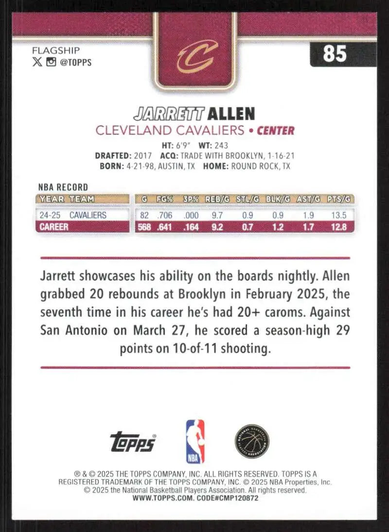 2025-26 Topps #85 Jarrett Allen NM-MT Cleveland Cavaliers Basketball Card - Basketball Card Single