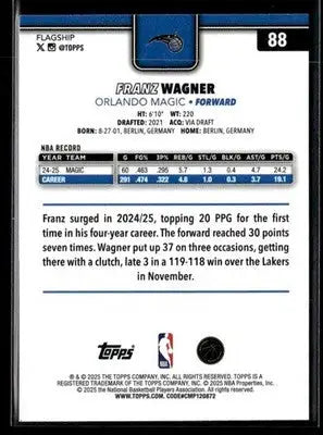 2025-26 Topps #88 Franz Wagner - Basketball Card Single