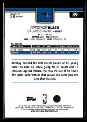 2025-26 Topps #89 Anthony Black - Basketball Card Single