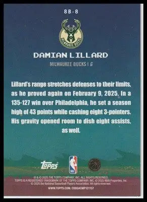 2025-26 Topps #8B-8 Damian Lillard 8-Bit Ballers Holo Foil